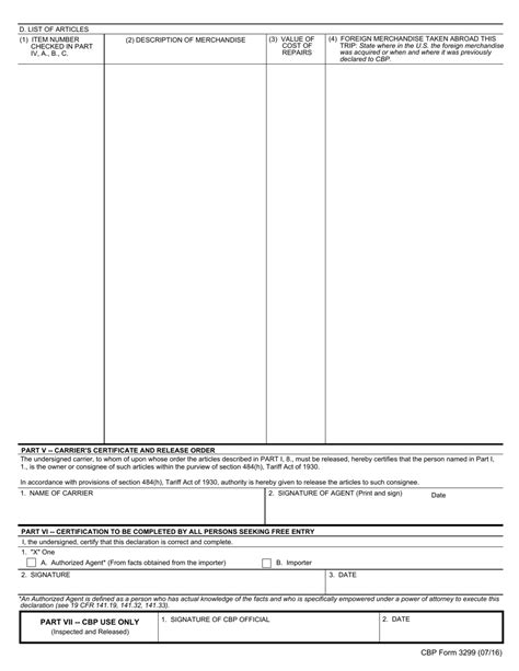 Cbp Form 3299 Fill Out Sign Online And Download Fillable Pdf