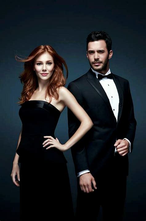 Elcin Sangu And Baris Arduc Posing For Promo For The Turkish Tv Series