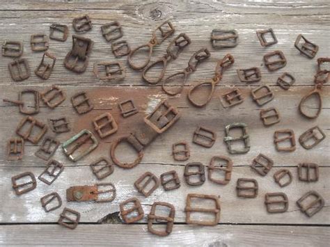 Rusty Old Iron Buckles Primitive Antique Harness Belt Buckle Collection