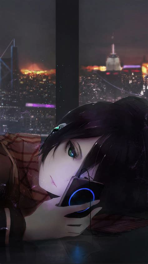 Anime Girl Lonely Night City 4k 242 Wallpaper Pc Desktop