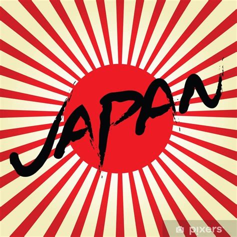 Le drapeau du japon a été adopté en 1870. Sticker Drapeau du Soleil levant du Japon avec le texte ...