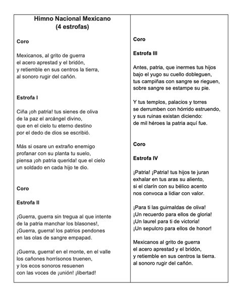 Himno Nacional Mexicano Dibujo Himno Nacional Mexicano Cantadas Sus
