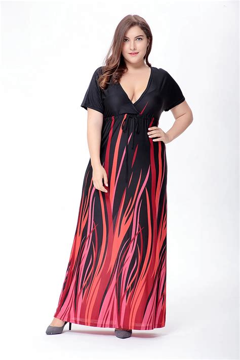 High Waist Women Plus Size 6xl Women Dress Pattern Printed Bohemian