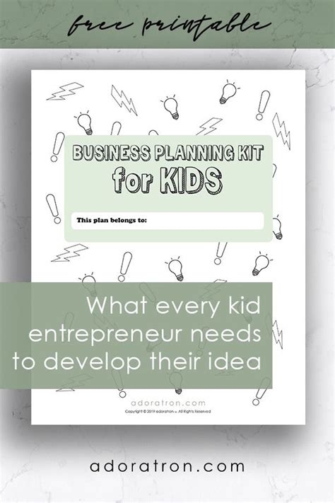 Free Printable Business Planning Kit For Kids Business Planning