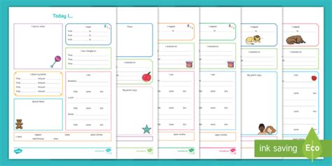 Early Years Daily Diary Template Eylf Teaching Materials