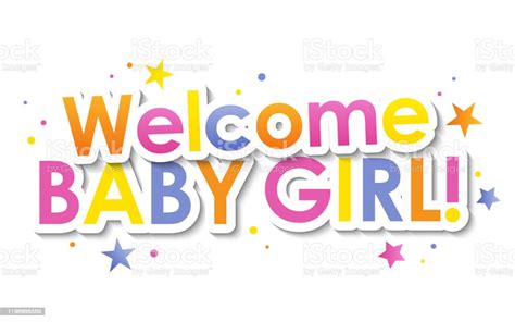 Welcome Baby Girl Colorful Typography Banner Stock Illustration