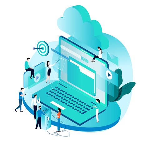Basic knowledge of cloud services helps us to use them freely. Modern isometric concept for cloud computing services and ...