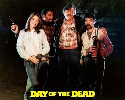 George A Romero With Some Day Of The Dead 1985 Cast Zombie Movies George Romero Day Of The