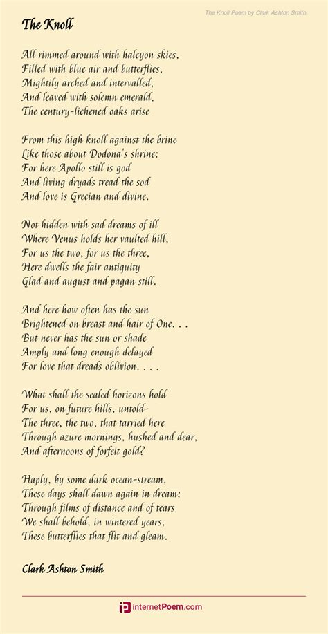 The Knoll Poem By Clark Ashton Smith