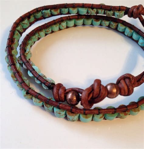 Leather And Turquoise Wrap Bracelet On Luulla