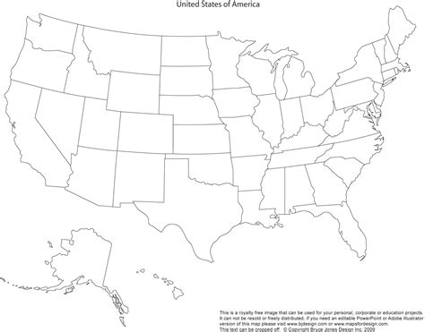 Blank Printable Map Of The Usa United States America With State