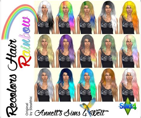 My Sims 4 Blog Rainbow Hair Recolors By Annett