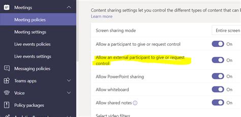Allow External Users The Ability To Request Control In Teams Meetings