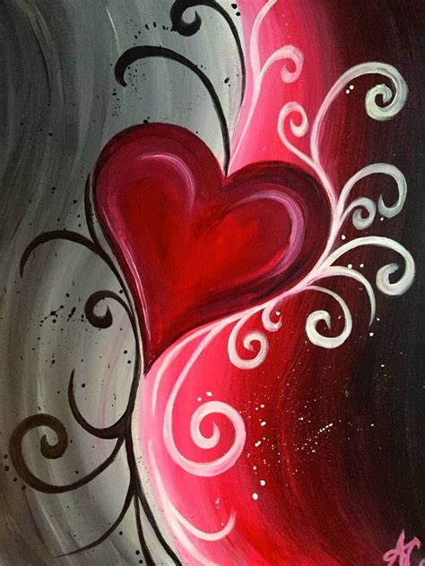 Abstract Heart Easy Canvas Painting Night Painting