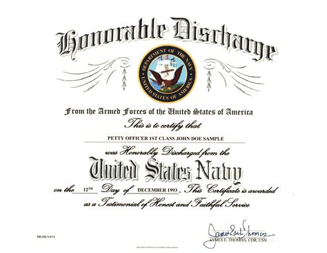 Honorable Discharge US Navy - Military Certificates, Medals and More