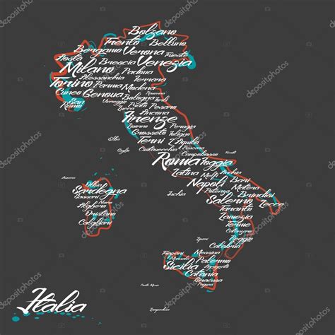 Italy Vector Map With City Names Stock Vector Image By ©alvaroc 103696958