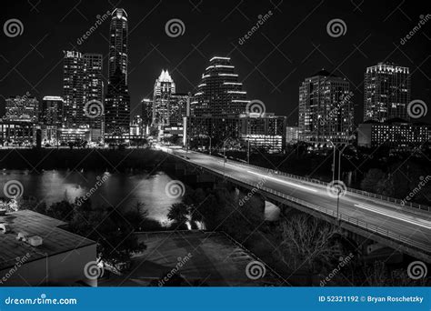 Ariel Austin Cityscape Low Light Skyline At Night Long Exposure Stock
