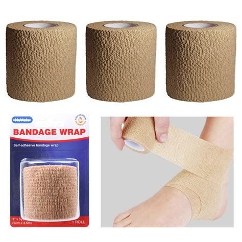 3 pc self adhesive bandage wrap cohesive elastic first aid medical support tape