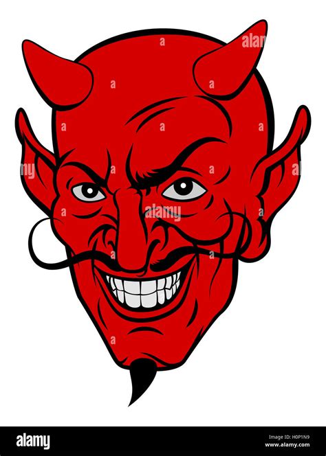 Red Devil Satan Or Lucifer Demon Cartoon Face With Horns And A Goatee