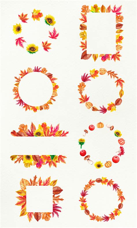 Watercolor Hand Painted Autumn Harvest Thanksgiving Digital Clipart