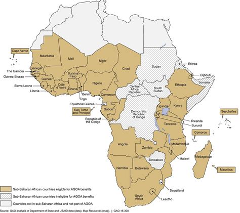 map of sub saharan africa countries