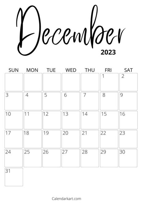 Free Printable December 2023 Calendars Calendarkart In 2023