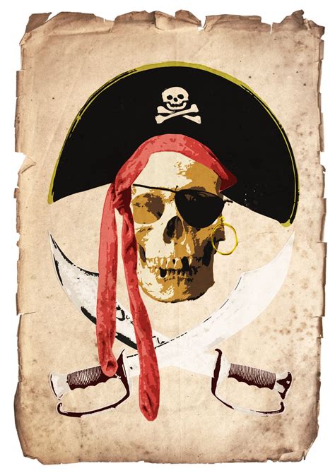 Pirate Skull | Screen print effect in Adobe Photoshop and Illustrator