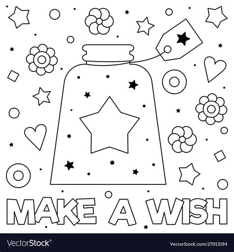Make A Wish Coloring Page Black And White Vector Image