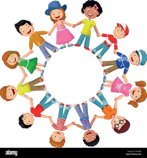 Circle Of Happy Children Different Races Stock Vector Image And Art Alamy