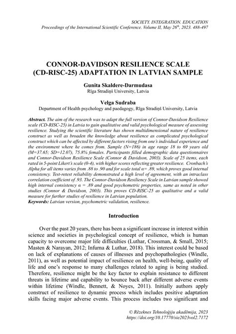 Pdf Connor Davidson Resilience Scale Cd Risc 25 Adaptation In
