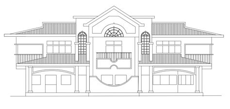 2d Cad Drawing Of Villa Grand Standing Exterior Autocad Software Cadbull