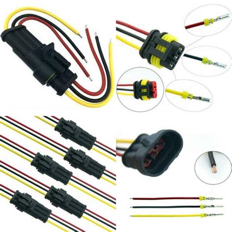 5 Kit 3 Pin Way Car Waterproof Electrical Connector Plug Male Female