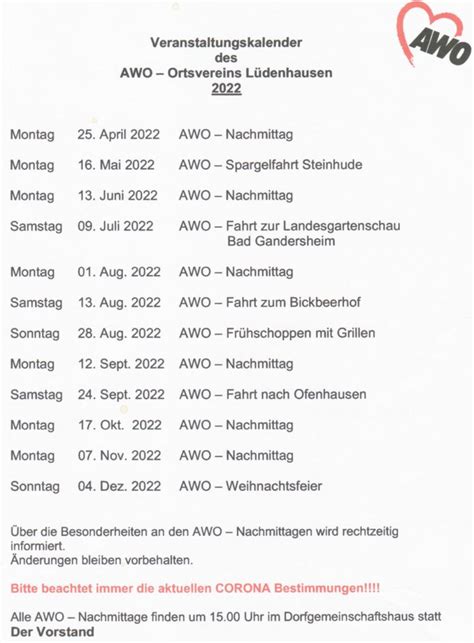 Awo Programm 2022 Lüdenhausen