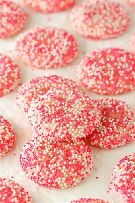 Strawberry Sprinkle Cookies Easy Valentines Day Pink Cookie Recipe