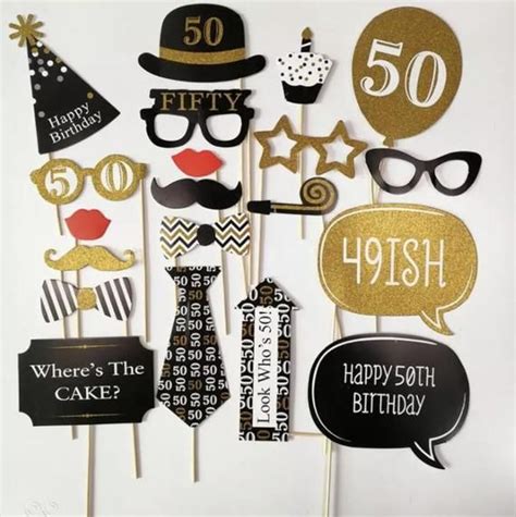 50th Birthday Photo Booth Props 20 Piece Set Party Photo Props