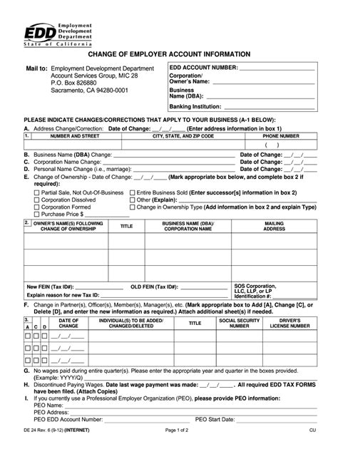 Edd Change 2012 2024 Form Fill Out And Sign Printable Pdf Template