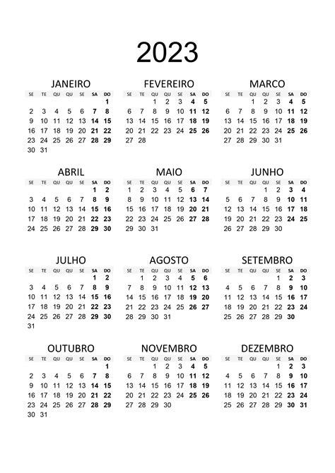 Calendário 2023 Calendarios365su