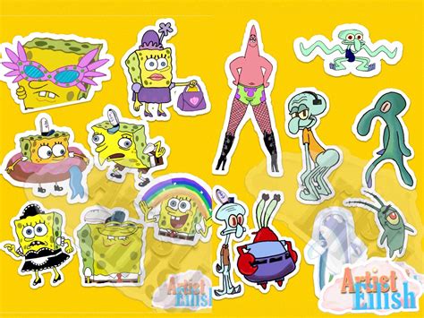 Spongebob Squarepants Inspired Stickers Meme Funny Etsy UK