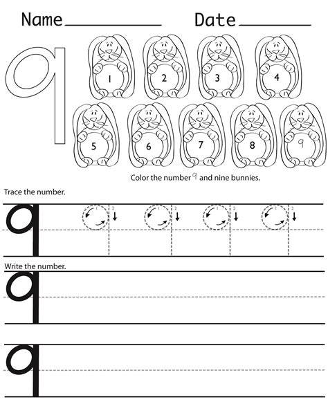 Number 9 Coloring Pages For Kids Counting Sheets Printables Free
