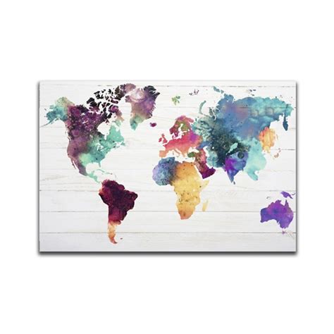 Buy Colorful World Map Pattern Handmade Canvas Art Oil