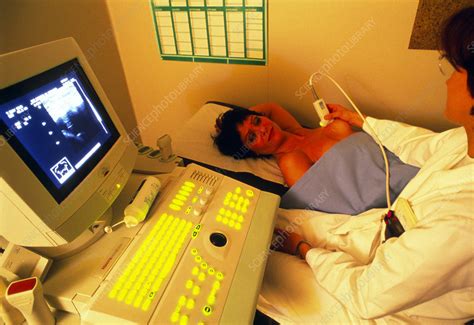 Woman Undergoing An Ultrasound Breast Scan Stock Image M Science Photo Library