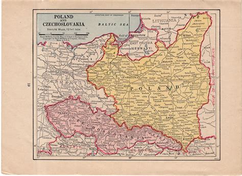 C 1930 Poland And Austria Mini Map Original Vintage Map Etsy Vintage