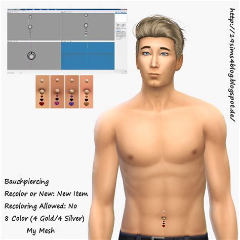 Mod The Sims Navel Piercing Now For Males And Females
