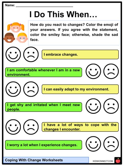 Coping With Change Facts And Worksheets For Kids Kidskonnect