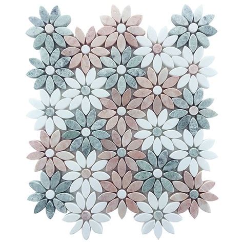 flower pink green thassos mosaic best flower tiles design tiles sydney