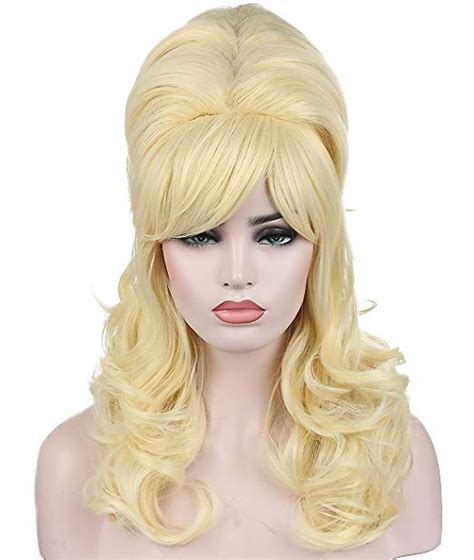 Kalyss Blonde Beehive Wig Womens Curly Wavy Long Heat Resistant Synthetic Hair