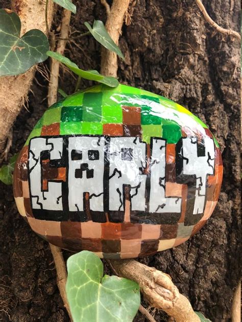 Minecraft Your Name Personalized Hand Painted Rock Sealed In Etsy In