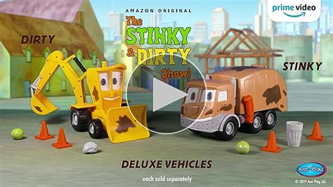 The Stinky And Dirty Show Deluxe Vehicles Backhoe Garbage Truck Toys