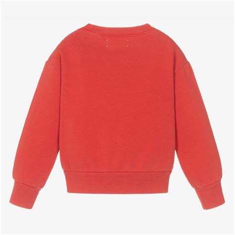 The Animals Observatory Red Cotton Moon Sweatshirt Childrensalon