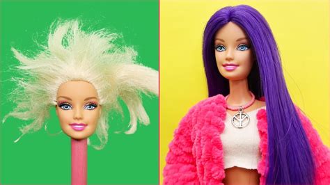 Diy Barbie Doll Purple Hairstyles Transformation Easy Youtube